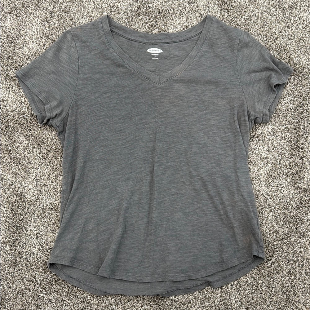 Old Navy Grey V-Neck Top ~ Women’s Size Small
